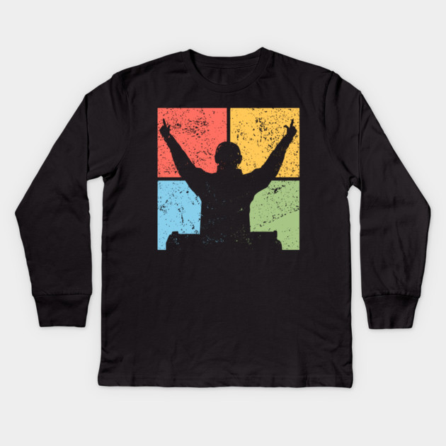 DJ Pop Art Design - Retro Music Lover Art Kids Long Sleeve T-Shirt by TuncGK