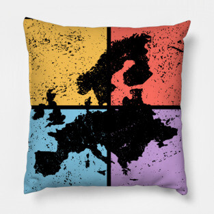 Europe Pop Art Design - Colorful Map Art Pillow