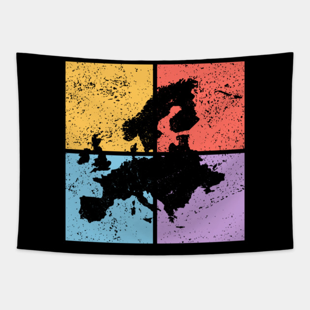 Europe Pop Art Design - Colorful Map Art Tapestry by TuncGK