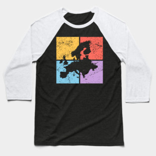 Europe Pop Art Design - Colorful Map Art Baseball T-Shirt