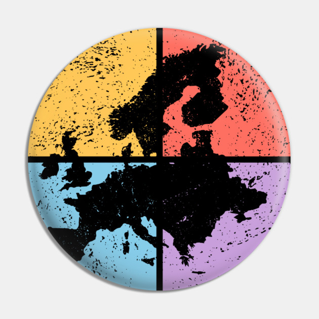 Europe Pop Art Design - Colorful Map Art Pin by TuncGK