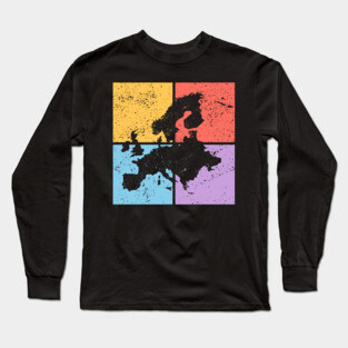 Europe Pop Art Design - Colorful Map Art Long Sleeve T-Shirt