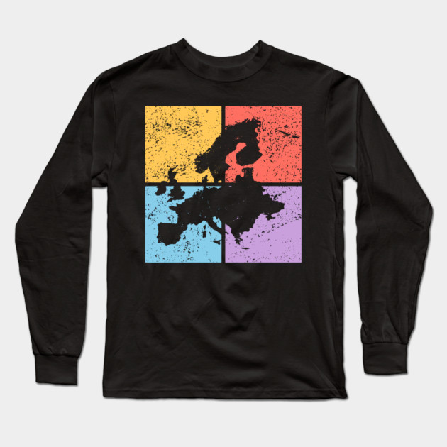 Europe Pop Art Design - Colorful Map Art Long Sleeve T-Shirt by TuncGK