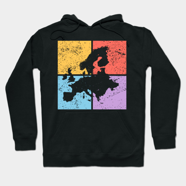 Europe Pop Art Design - Colorful Map Art Hoodie by TuncGK