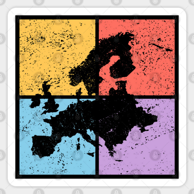 Europe Pop Art Design - Colorful Map Art Sticker by TuncGK