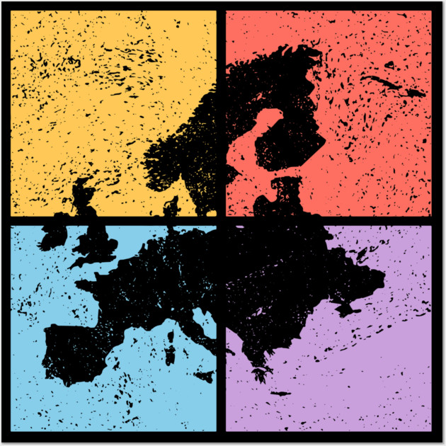 Europe Pop Art Design - Colorful Map Art Wall Art by TuncGK