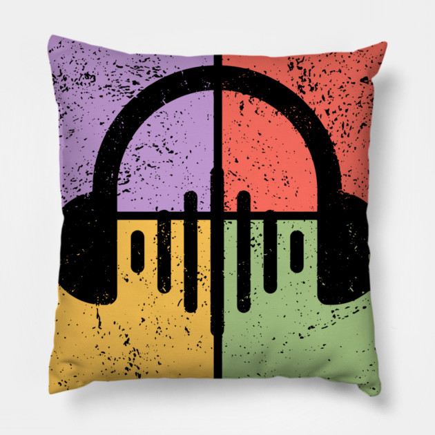 Music Lover's Pop Art Design - Retro Headphones Pillow by TuncGK