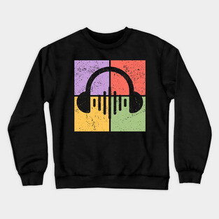 Music Lover's Pop Art Design - Retro Headphones Crewneck Sweatshirt