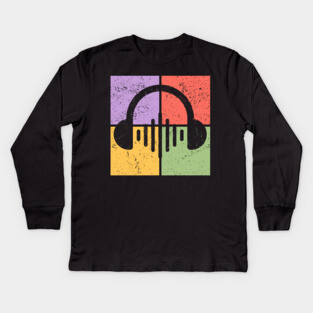Music Lover's Pop Art Design - Retro Headphones Kids Long Sleeve T-Shirt