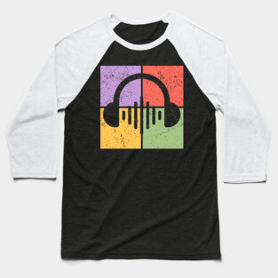 Music Lover's Pop Art Design - Retro Headphones Baseball T-Shirt