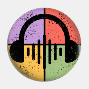Music Lover's Pop Art Design - Retro Headphones Pin