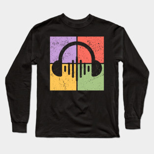 Music Lover's Pop Art Design - Retro Headphones Long Sleeve T-Shirt