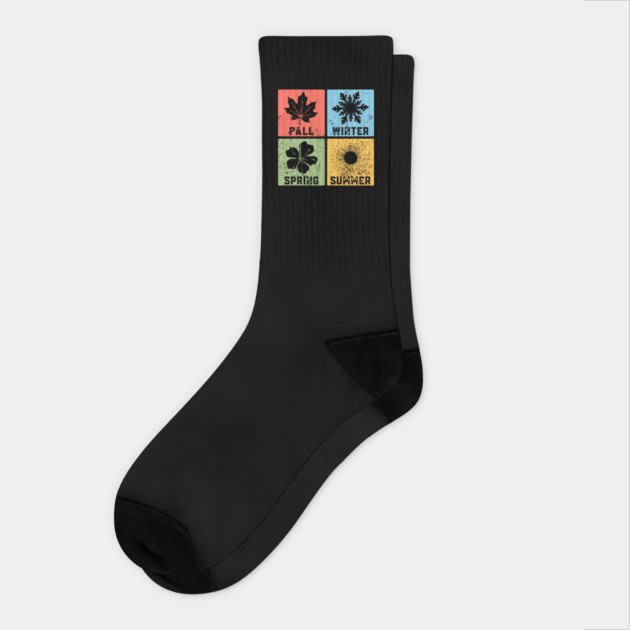 Four Seasons Pop Art Design - Seasonal Icons Socks by TuncGK