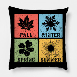 Four Seasons Pop Art Design - Seasonal Icons Pillow