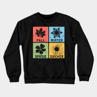 Four Seasons Pop Art Design - Seasonal Icons Crewneck Sweatshirt