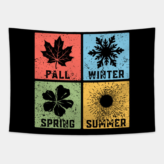 Four Seasons Pop Art Design - Seasonal Icons Tapestry by TuncGK