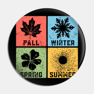 Four Seasons Pop Art Design - Seasonal Icons Pin