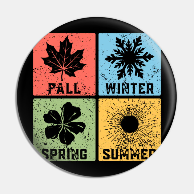 Four Seasons Pop Art Design - Seasonal Icons Pin by TuncGK