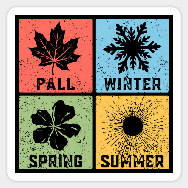 Four Seasons Pop Art Design - Seasonal Icons Magnet by TuncGK