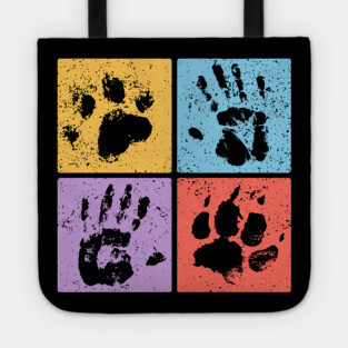 Hands and Paws Pop Art Design - Retro Animal Love Tote
