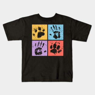 Hands and Paws Pop Art Design - Retro Animal Love Kids T-Shirt