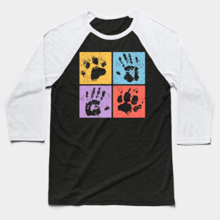 Hands and Paws Pop Art Design - Retro Animal Love Baseball T-Shirt