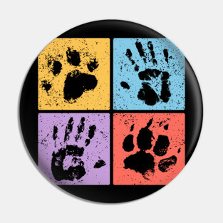 Hands and Paws Pop Art Design - Retro Animal Love Pin