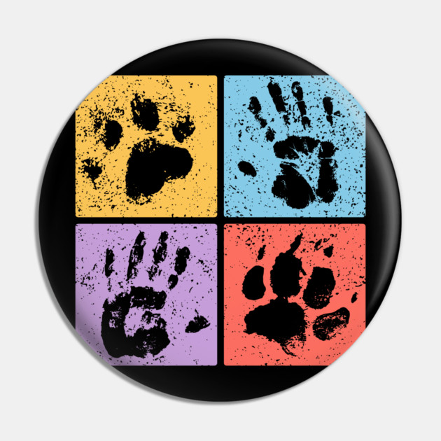 Hands and Paws Pop Art Design - Retro Animal Love Pin by TuncGK