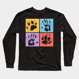 Hands and Paws Pop Art Design - Retro Animal Love Long Sleeve T-Shirt