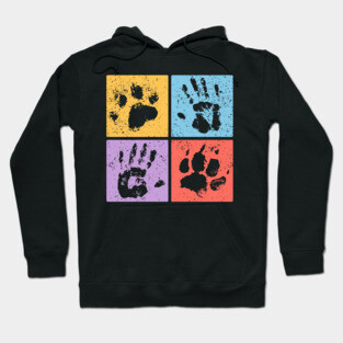 Hands and Paws Pop Art Design - Retro Animal Love Hoodie