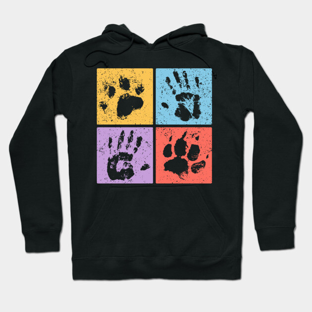 Hands and Paws Pop Art Design - Retro Animal Love Hoodie by TuncGK