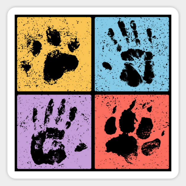 Hands and Paws Pop Art Design - Retro Animal Love Magnet by TuncGK
