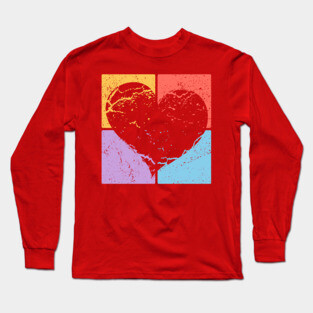 Distressed Heart Pop Art Design - Retro Love Art Long Sleeve T-Shirt