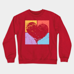 Distressed Heart Pop Art Design - Retro Love Art Crewneck Sweatshirt