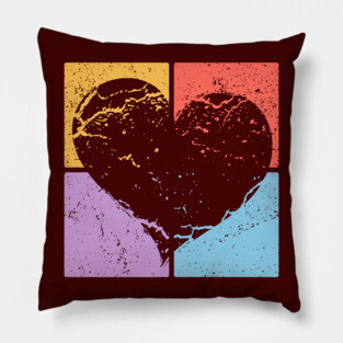 Distressed Heart Pop Art Design - Retro Love Art Pillow