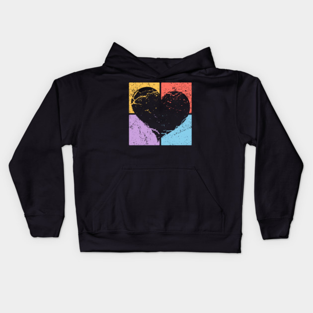 Distressed Heart Pop Art Design - Retro Love Art Kids Hoodie by TuncGK