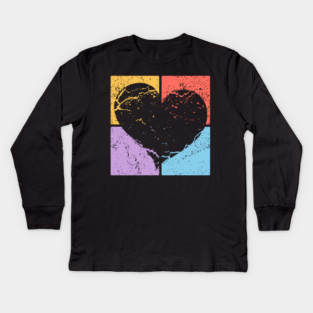 Distressed Heart Pop Art Design - Retro Love Art Kids Long Sleeve T-Shirt