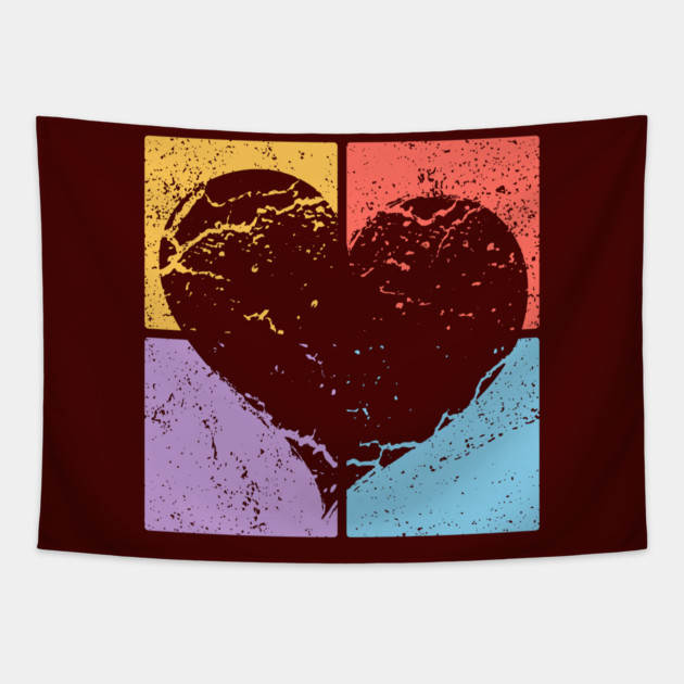 Distressed Heart Pop Art Design - Retro Love Art Tapestry by TuncGK
