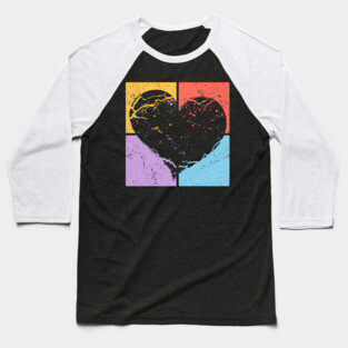 Distressed Heart Pop Art Design - Retro Love Art Baseball T-Shirt