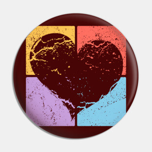 Distressed Heart Pop Art Design - Retro Love Art Pin
