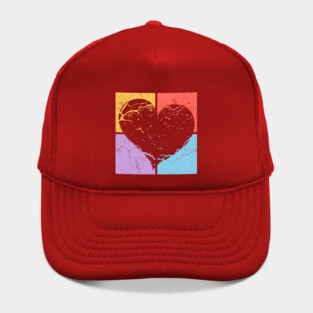 Distressed Heart Pop Art Design - Retro Love Art Hat