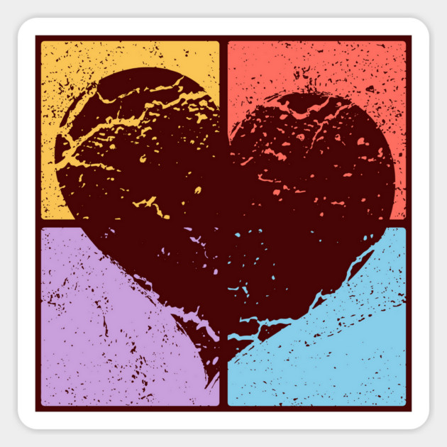 Distressed Heart Pop Art Design - Retro Love Art Magnet by TuncGK