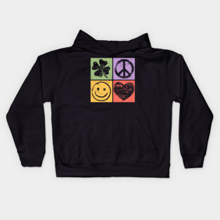 Luck, Peace, Smile, Love Pop Art Design Kids Hoodie