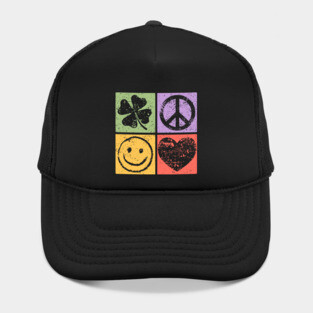 Luck, Peace, Smile, Love Pop Art Design Hat