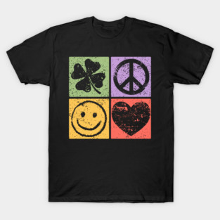 Luck, Peace, Smile, Love Pop Art Design T-Shirt