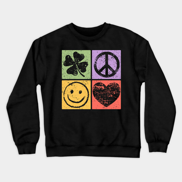 Luck, Peace, Smile, Love Pop Art Design Crewneck Sweatshirt by TuncGK