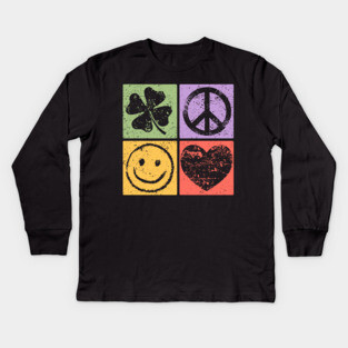 Luck, Peace, Smile, Love Pop Art Design Kids Long Sleeve T-Shirt