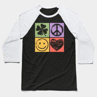 Luck, Peace, Smile, Love Pop Art Design Baseball T-Shirt