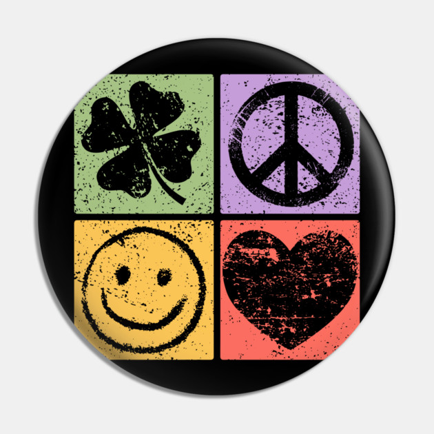 Luck, Peace, Smile, Love Pop Art Design Pin by TuncGK