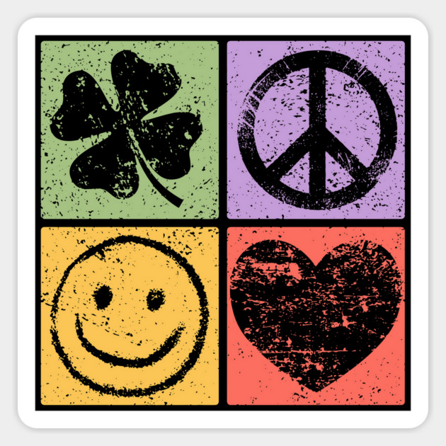 Luck, Peace, Smile, Love Pop Art Design Magnet by TuncGK